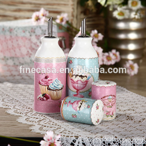 Elegant Sweet Ceramic Oil Vinegar Salt Pepper set